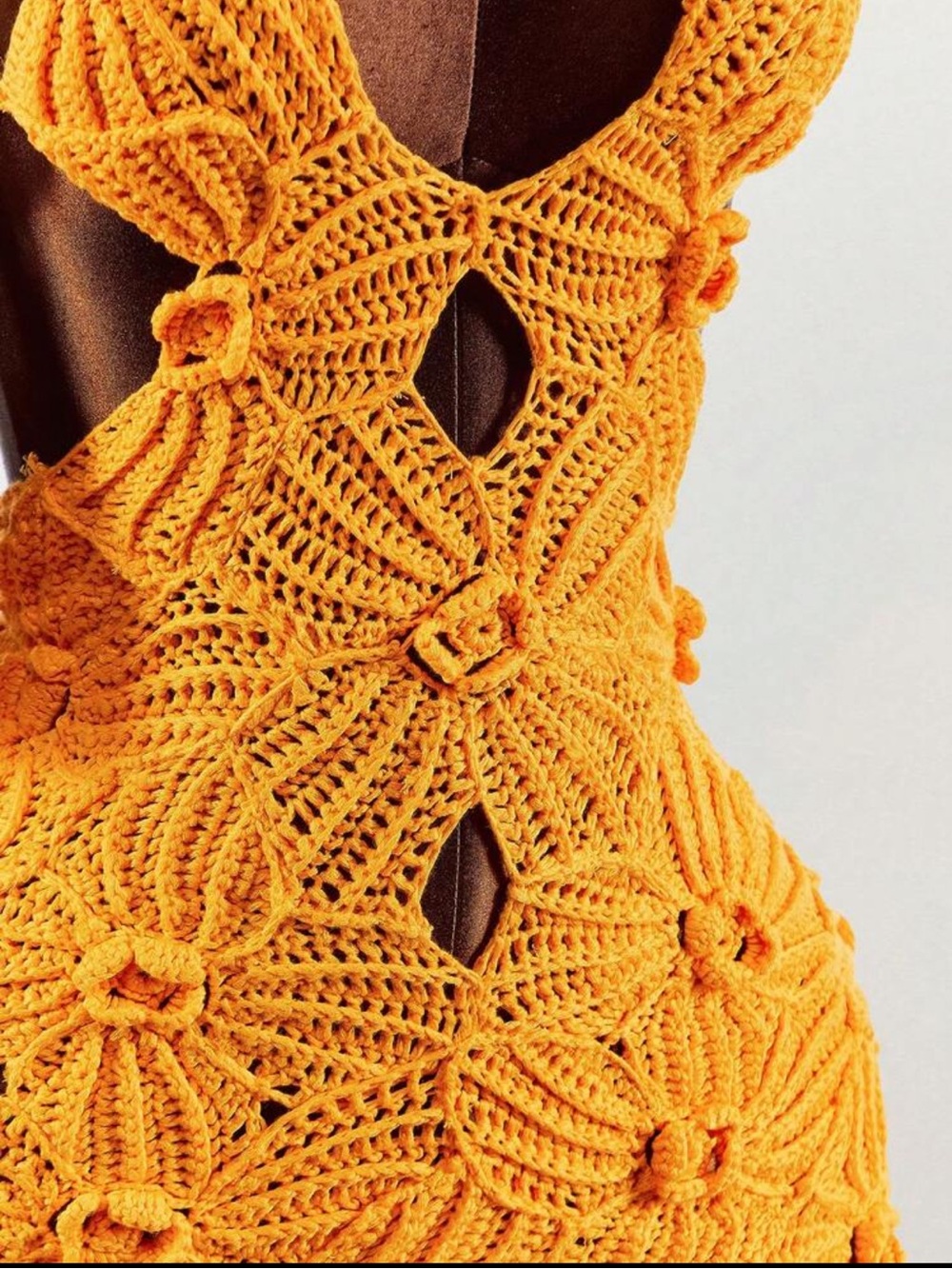 Floral Crochet Mini Halter Dress in Bright Orange Small new in packaging - Picture 9 of 10
